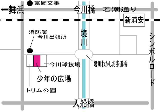 少年の広場周辺地図とバスでのアクセス