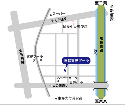 東野プール周辺の地図