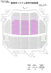 大ホール客席内　難聴者視聴補聴範囲の平面図